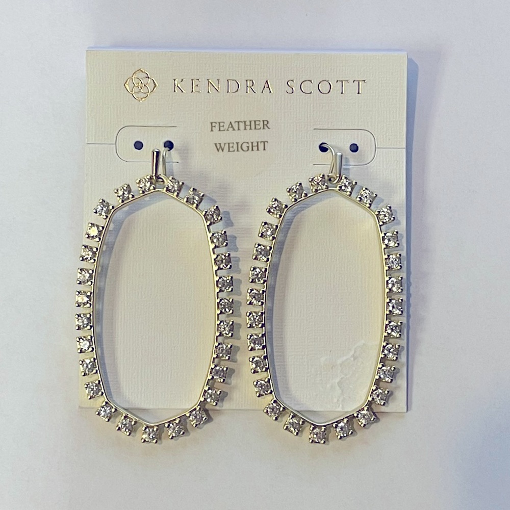 KENDRA SCOTT Danielle Open Frame Earring gold rhinestone NWT